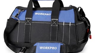 WORKPRO 16-inch Wide Mouth Tool Bag with Water Proof Molded...