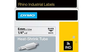DYMO Rhino Industrial Heat-Shrink Labels, 1/4" Tube, Black...
