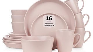 Stone Lain Albie Stoneware 16-Piece Modern Dinnerware Set,...