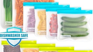 Qinline Reusable Food Storage Bags - 10 Pack Freezer Bags,...