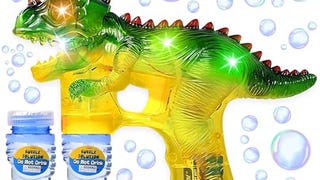 Upgraded Dinosaur Bubble Gun – Leak-Free Automatic Bubble...
