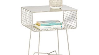 mDesign Steel Side Table Nightstand with Storage Shelf...