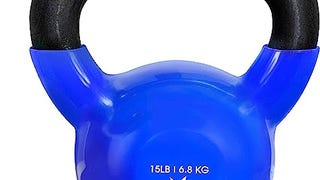 Yes4All 15 lb Kettlebell Weight Vinyl Coated Cast Iron...