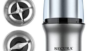 Secura Electric Coffee Grinder and Spice Grinder with 2...