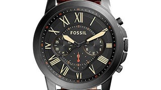 Fossil Men's Grant Quartz Leather Chronograph Watch, Color:...