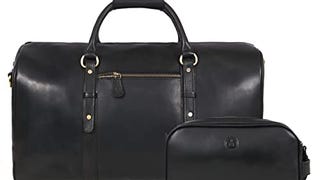 Leather Travel Duffel Weekender Bag with Toiletry Bag Dopp...