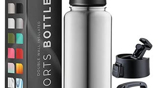 FineDine Triple Walled, Insulated Water Bottles with Straw...