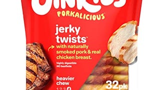 Hartz Oinkies Jerky Twists with Naturally Smoked Pork & Real...