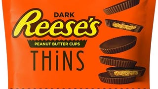 REESE'S THiNS Dark Chocolate Peanut Butter Cups, Candy...