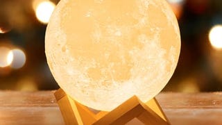 Mydethun 3D Moon Lamp with 7.1 Inch Wooden Base - LED Night...