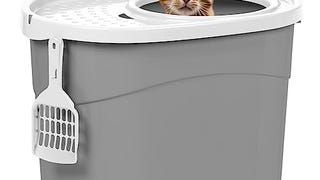 IRIS USA Cat Litter Box, Large Top Entry with Litter Catching...