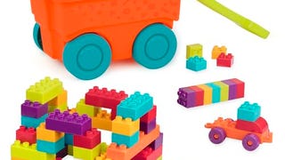 Battat – Building Blocks & Wagon – 55-Piece Block Set...