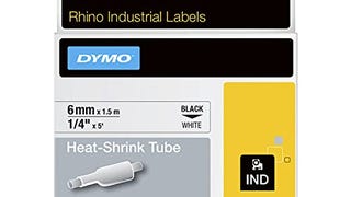 DYMO Rhino Industrial Heat-Shrink Labels, 1/4" Tube, Black...