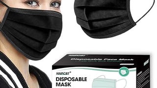 NNPCBT 100PCS 3 Ply Black Disposable Face Mask Filter Protection...
