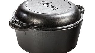 Lodge Pre-Seasoned Cast Iron Double Dutch Oven With Loop...