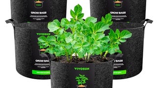 VIVOSUN 5-Pack 5 Gallon Grow Bags Heavy Duty 300G Thickened...