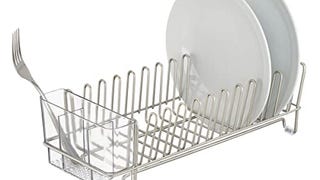 iDesign Metal Dish Drying Rack with Silverware Drainer,...