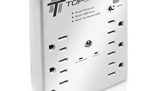 TOPGREENER 6-Outlet Extender Wall Mount Surge Protector...