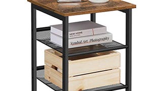 VASAGLE End Table, Nightstand with 2 Adjustable Mesh Shelves,...