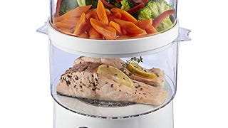 Oster Double Tiered Food Steamer, 5 Quart, White (CKSTSTMD5-...