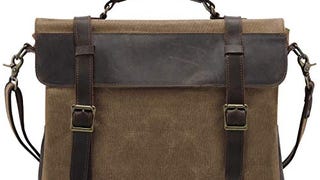 Kattee Canvas Genuine Leather Laptop Messenger Shoulder...