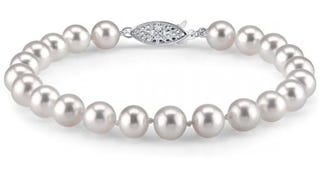 The Pearl Source White Freshwater Pearl Bracelet for Women...