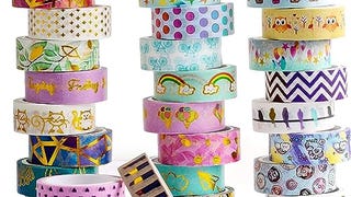 Hwook 30 Rolls Gold Foil Washi Tape - 15mm Wide Cute Masking...