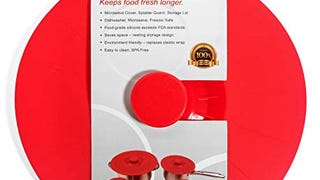 Silicone Designs Suction Lids, Set of 5, Red Cooking Food...