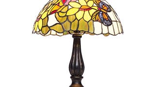 CO-Z Tiffany Style Table Lamps Art Glass Shade, Floral...