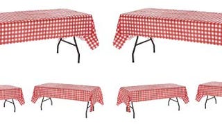 Oojami Pack of 6 Plastic Red and White Checkered Tablecloths...