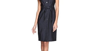 Calvin Klein Women's Cap-Sleeve Cotton Shirtdress, Denim...