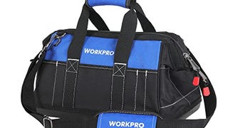 WORKPRO 16-inch Wide Mouth Tool Bag with Water Proof Molded...