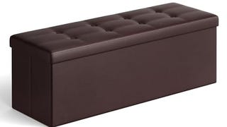 SONGMICS 43 Inches Folding Storage Ottoman Bench, Storage...