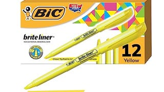 BIC Brite Liner Yellow Highlighters, Chisel Tip, 12-Count...