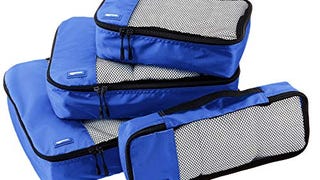 Amazon Basics 4 Piece Packing Travel Organizer Cubes Set,...