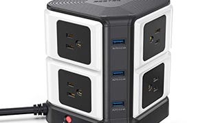 BESTEK USB Power Strip Tower 8-Outlet Surge Protector and...