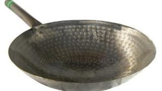 The Wok Shop's Own 14" Flat Bottom Carbon Steel Handhammered...