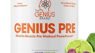 Genius Pre Workout Powder, Grape Limeade - All-Natural...