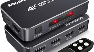 4K HDR HDMI Switch, Koopman 4 Ports 4K 60Hz HDMI 2.0 Switcher...