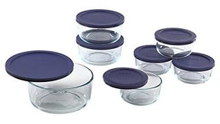 Pyrex 692264408076 6022369 Storage Round, Clear with Blue...