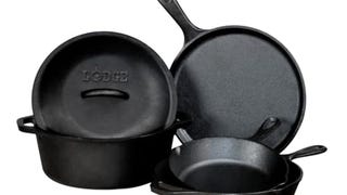 Lodge Seasoned Cast Iron 5 Piece Bundle. 10.5" Griddle,...