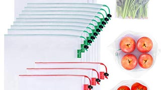 GOGOODA 15 Pcs Premium Reusable Produce Bags, 3 Size Lightweight...