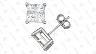 14k Diamond Stud Earrings in White Gold