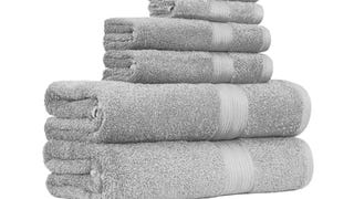 Amazon Basics 6 Piece Oversized Fade resistant Towel set,...