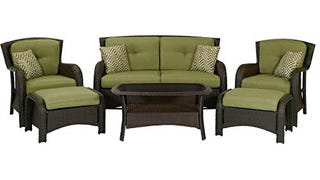 Hanover Strathmere 6-Piece Wicker Patio Furniture Set with...