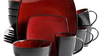 Gibson Soho Lounge Square Reactive Glaze Dinnerware Set,...