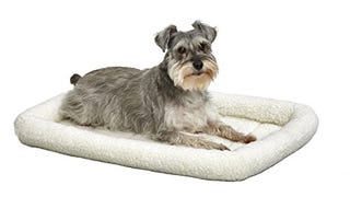 MidWest Homes for Pets Bolster Dog Bed 30L-Inch White Fleece...