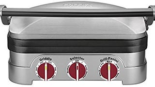 Cuisinart GR-4NR 5-in-1 Griddler, Silver, Red