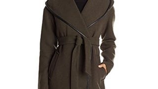 Calvin Klein Women's Doubleface Wool Wrap Coat, Loden,...