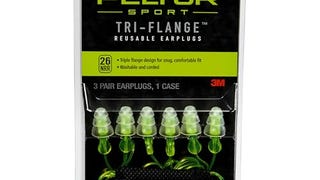 Peltor Sport Tri-Flange Corded Reusable Earplugs, 3 Pair,...